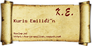 Kuris Emilián névjegykártya
